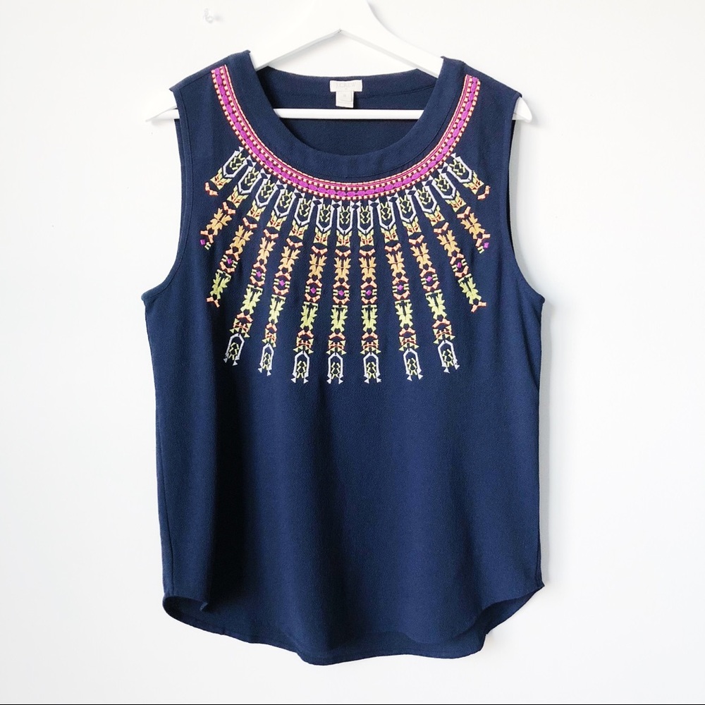 J. Crew Factory • Sleeveless Embroidered Top